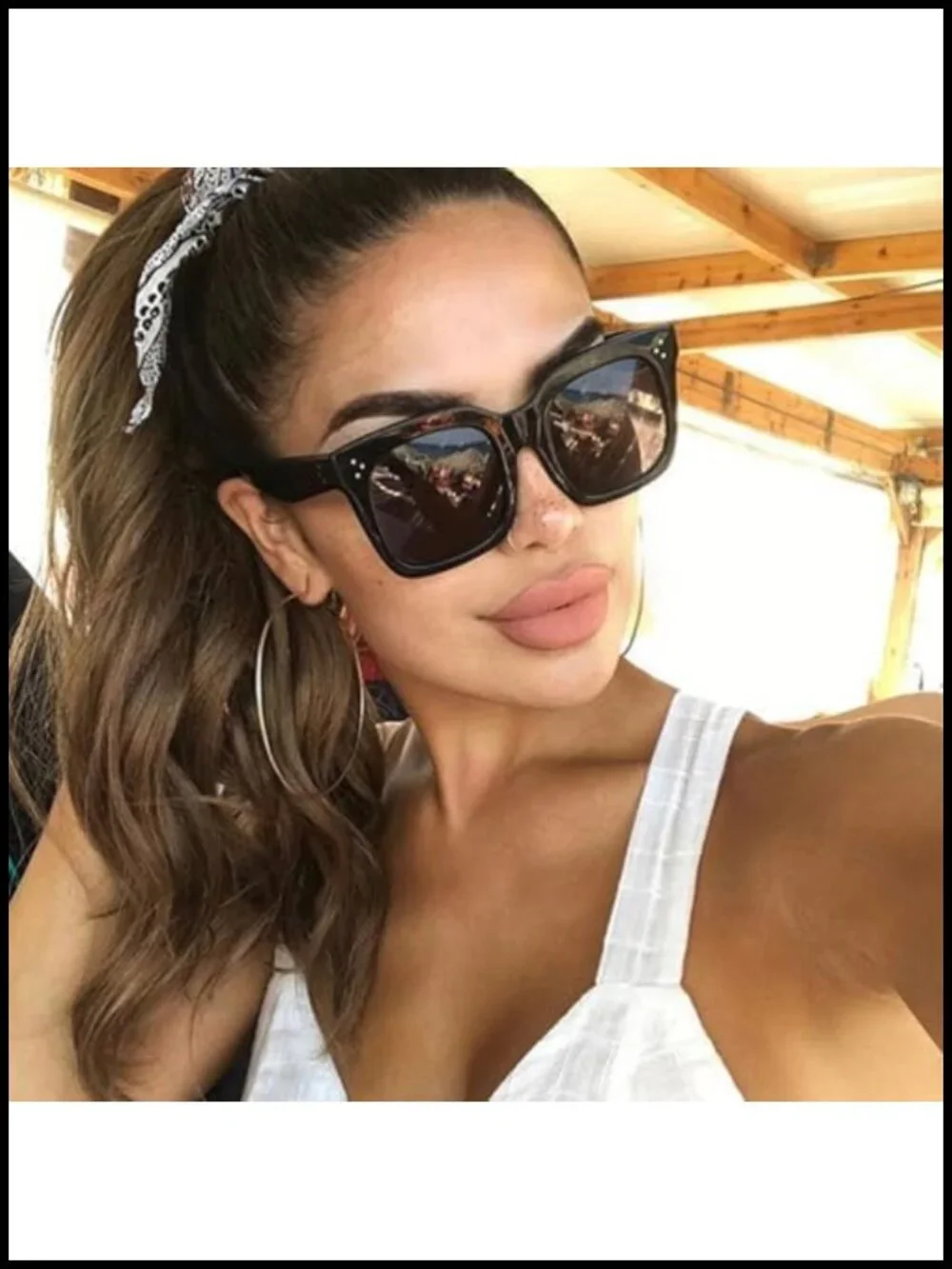 Vintage Oversized Square Sunglasses UV400 Protection Flat Lens